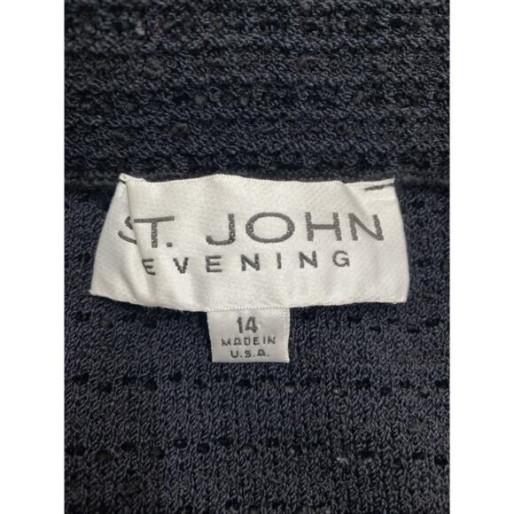 St John Evening Textured Knit Skirt Pencil Straight Knee Black Vintage 14 XL - Picture 6 of 6
